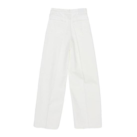  토템 스트레이트 팬츠 로고 패치 와이드 레그 진 화이트 - TOTEME