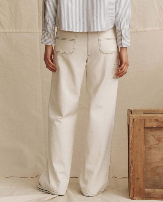  더 그레이트 데님 팬츠 . 밀 진 내추럴 네이비 스티칭 팬츠 - THE GREAT