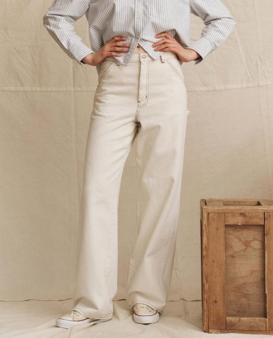  더 그레이트 데님 팬츠 . 밀 진 내추럴 네이비 스티칭 팬츠 - THE GREAT