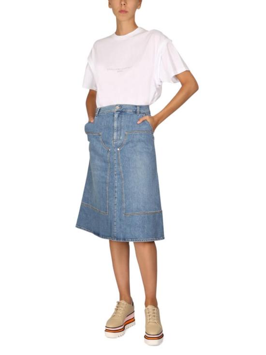  스텔라 맥카트니 반팔 티셔츠 스텔라 매카트니 크리스탈 로고 티셔츠 화이트 - STELLA MCCARTNEY