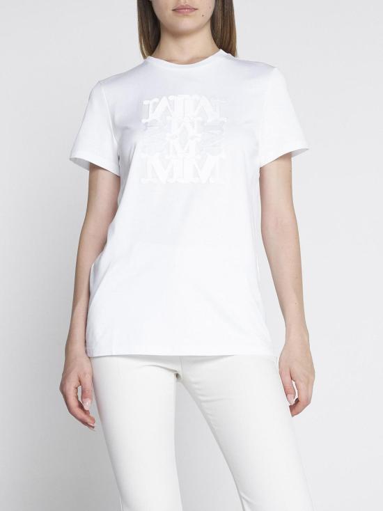  막스마라 반팔 티셔츠 막스 마라 파크 모노그램 코튼 티셔츠 화이트 - MAX MARA