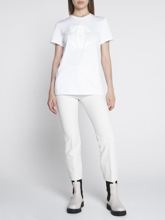  막스마라 반팔 티셔츠 막스 마라 파크 모노그램 코튼 티셔츠 화이트 - MAX MARA