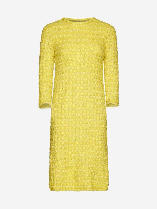  발렌시아가 미디 원피스 울블렌드 부클 드레스 옐로우