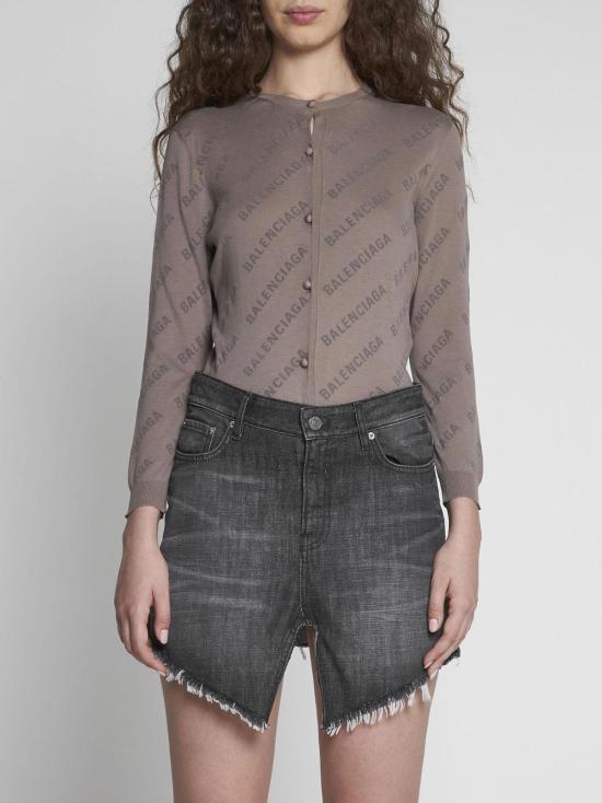  발렌시아가 가디건 로고 코튼  베이지 - BALENCIAGA