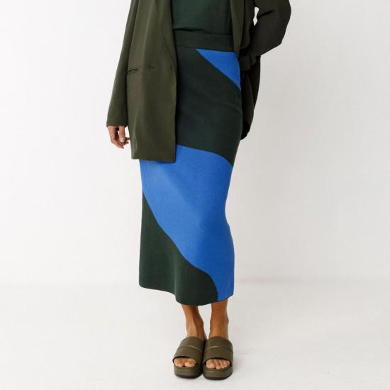  에스케이에프케이 미디 스커트 Skfk 노엘리아 스커트 블루 - SKFK