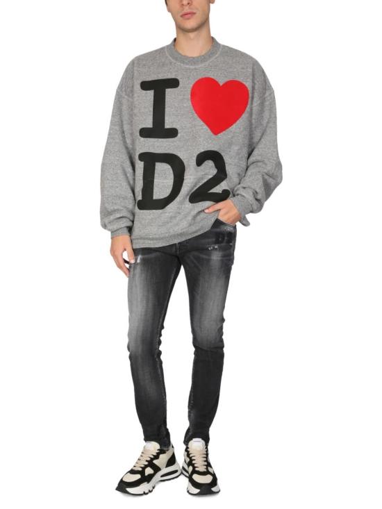  디스퀘어드2 긴팔 티셔츠 Dsquared2 I Love D2 스웨트셔츠 그레이 - DSQUARED2