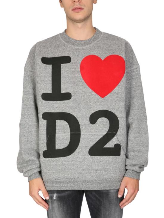  디스퀘어드2 긴팔 티셔츠 Dsquared2 I Love D2 스웨트셔츠 그레이