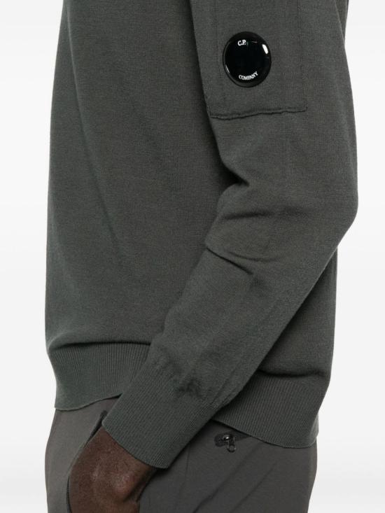  씨피 컴퍼니 스웨터 C.P. 회사 로고 울 크루넥  (회색) - C.P. COMPANY