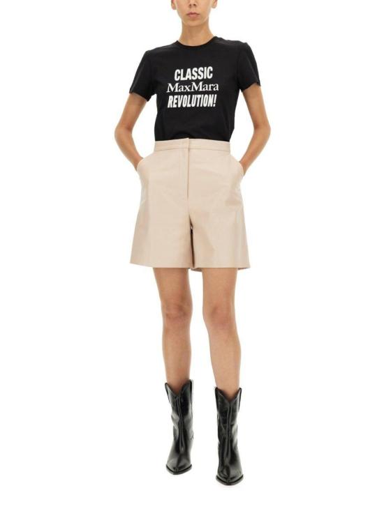  막스마라 반팔 티셔츠 막스 마라 로고 프린트 크루넥 티셔츠 블랙 - MAX MARA