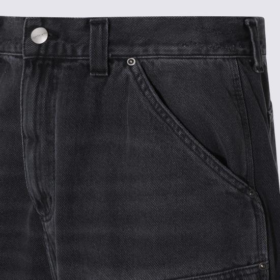  칼하트 숏팬츠 카하트 블랙 코튼 쇼츠 블랙 그라인드 워시 - CARHARTT