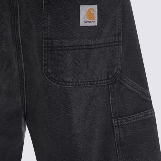  칼하트 숏팬츠 카하트 블랙 코튼 쇼츠 블랙 그라인드 워시 - CARHARTT