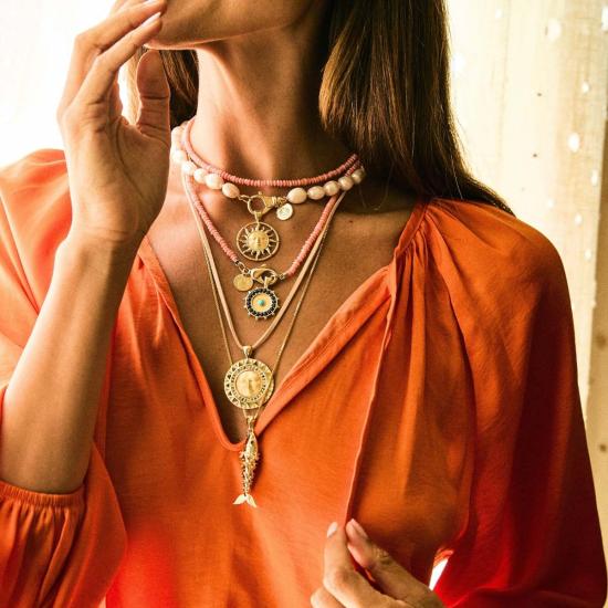  제인 윈 주얼리 목걸이/팬던트 강렬한 불타는 태양 코인 펜던트 목걸이 - JANE WIN JEWELRY