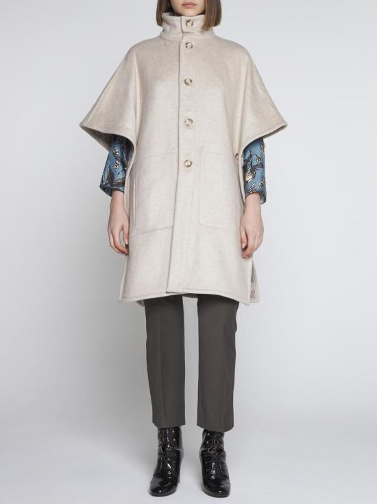  막스마라 코트 막스 마라 제니카 캐시미어 및 울 양면 케이프 베이지 - MAX MARA