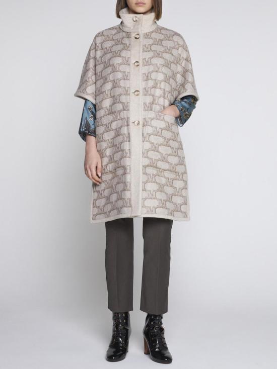  막스마라 코트 막스 마라 제니카 캐시미어 및 울 양면 케이프 베이지 - MAX MARA