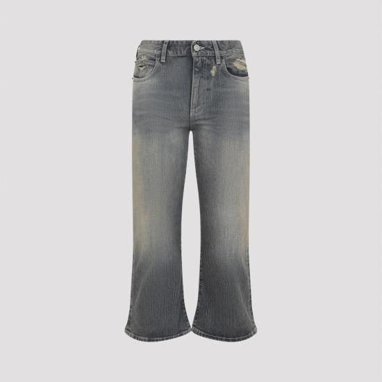  발렌시아가 데님 팬츠 레이스 플레어 카프리 진 라이트 블루