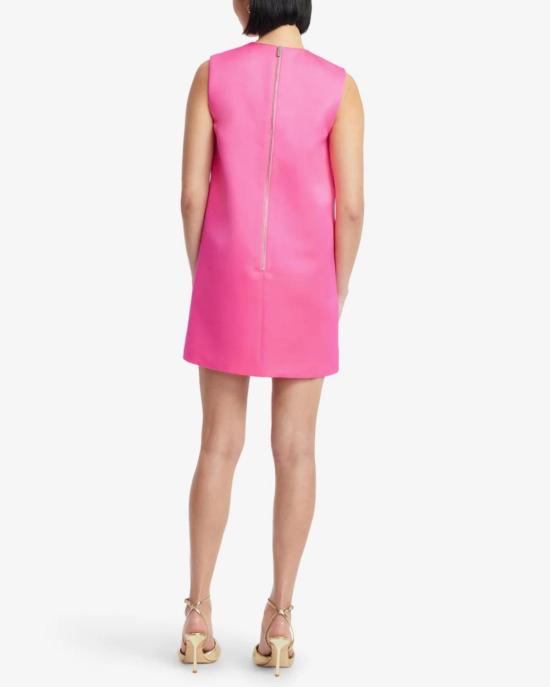  레오 린 숏 원피스 이본느 아플리케 플로럴 미니 드레스, 모란 프린트, 푸시아 색상 - LEO LIN