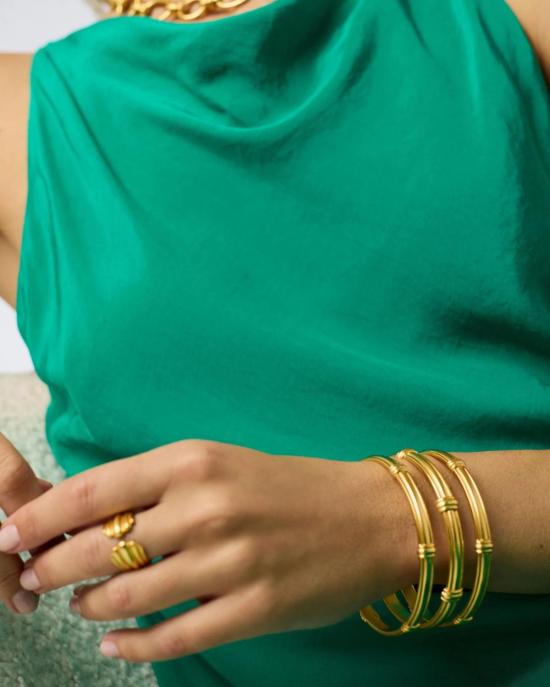  줄리 보스 커프스 링크/타이 홀더 포르토피노 스태킹 뱅글 골드 - JULIE VOS