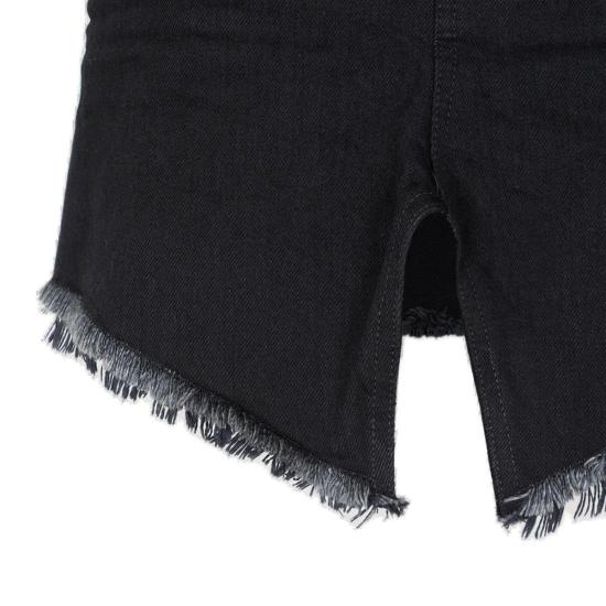  발렌시아가 숏 스커트 프레이드 엣지 미니 데님 스커트 블랙 - BALENCIAGA