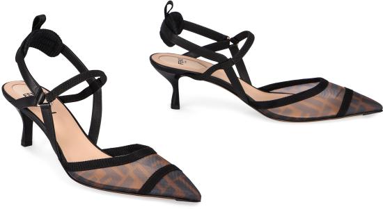  펜디 콜리브리 라이트 FF 메쉬 미디움 힐 슬링백 8J8589AQ6U F13TU brown - FENDI