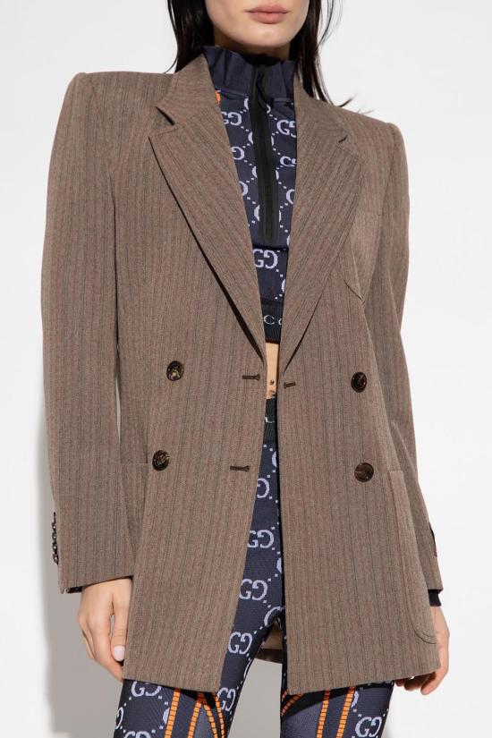  구찌 수트 자켓 울 블레이저 브라운 - GUCCI