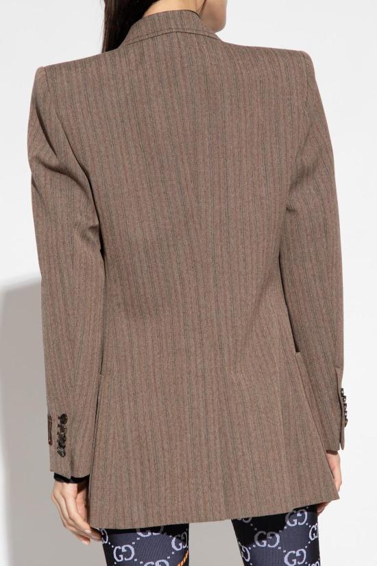  구찌 수트 자켓 울 블레이저 브라운 - GUCCI