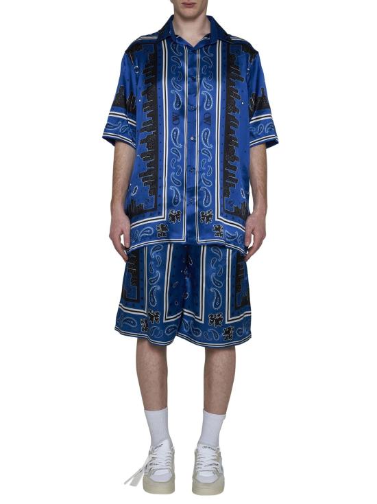  오프화이트 숏팬츠 반다나 비스코스 반바지 (블루) - OFF WHITE