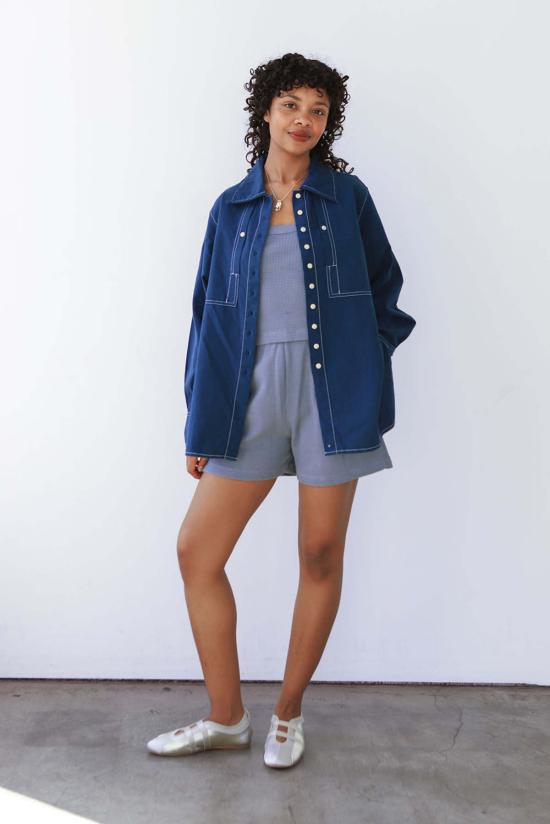  Noble 데님 셔츠 노블 칼라 셔츠 네이비