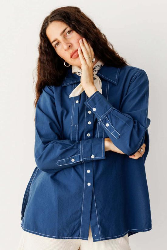  Noble 데님 셔츠 노블 칼라 셔츠 네이비 - OTHER BRANDS