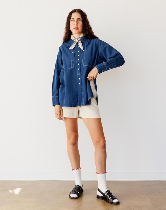  Noble 데님 셔츠 노블 칼라 셔츠 네이비 - OTHER BRANDS