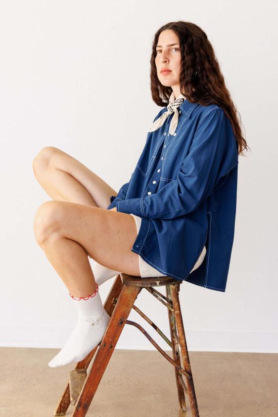  Noble 데님 셔츠 노블 칼라 셔츠 네이비 - OTHER BRANDS