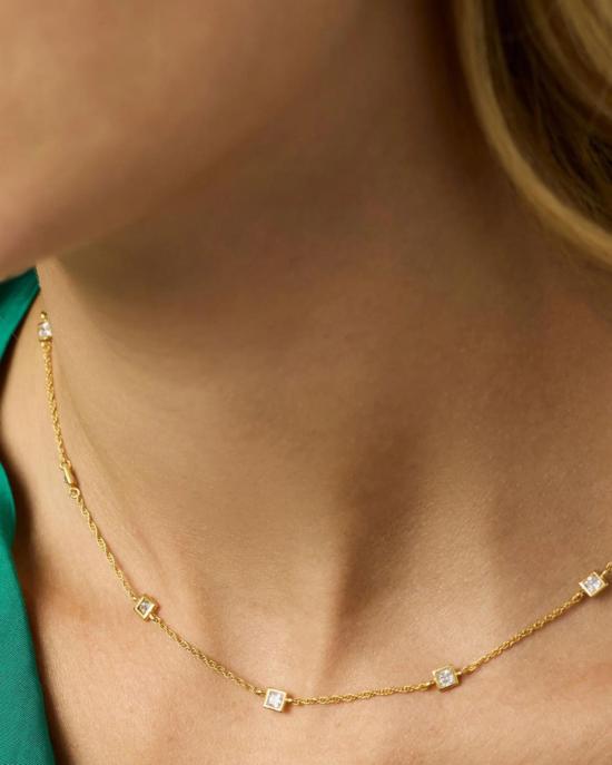  줄리 보스 목걸이/팬던트 졸리 델리케이트 스테이션 네크리스 큐빅 지르코니아 - JULIE VOS