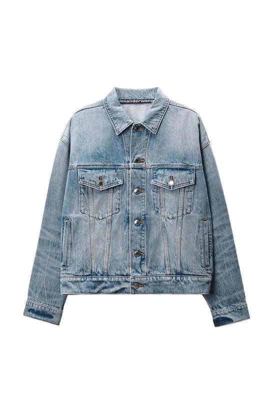  알렉산더 왕 데님 자켓 로고 디스트레싱 게임 재킷, 오센틱 라이트 인디고