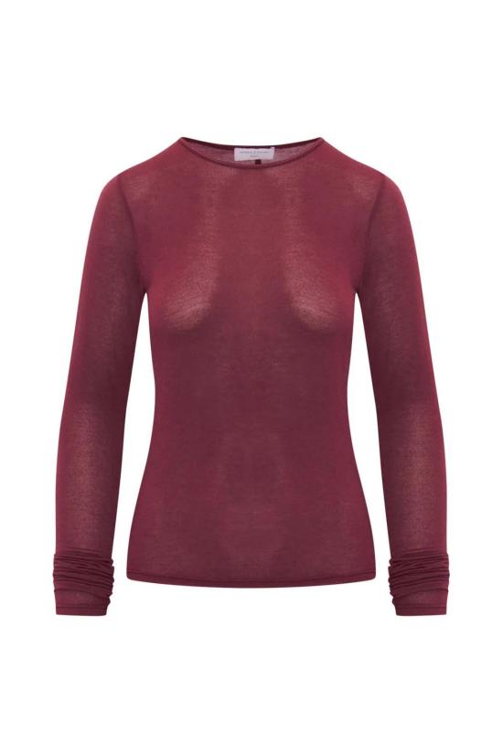  아르테미스 디시에로 블라우스 다샤 Ls 살짝 비치는 탑 버건디 - ARTEMIS DICIERO