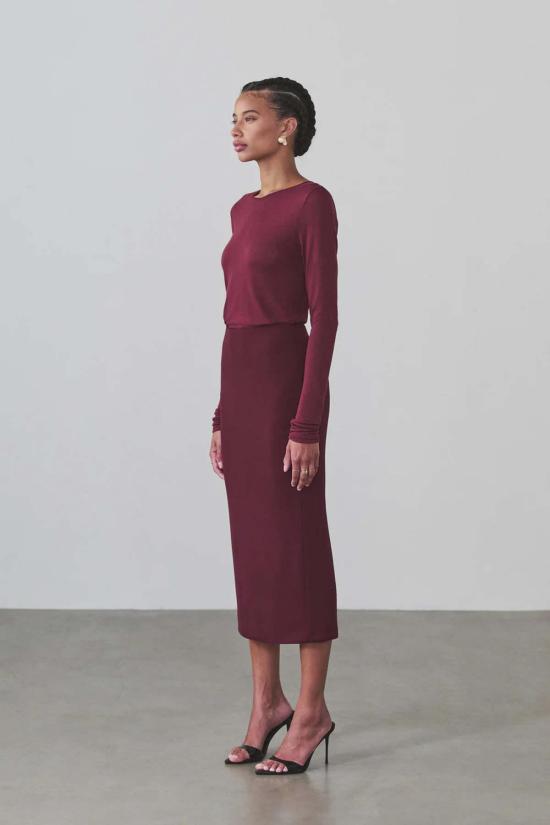  아르테미스 디시에로 블라우스 다샤 Ls 살짝 비치는 탑 버건디 - ARTEMIS DICIERO