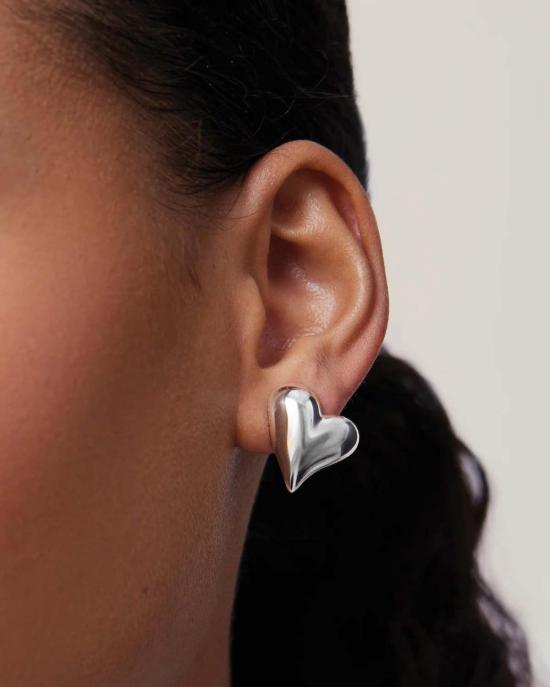  제니 버드 이어링 아트 하트 대칭 버튼 귀걸이 실버 - JENNY BIRD