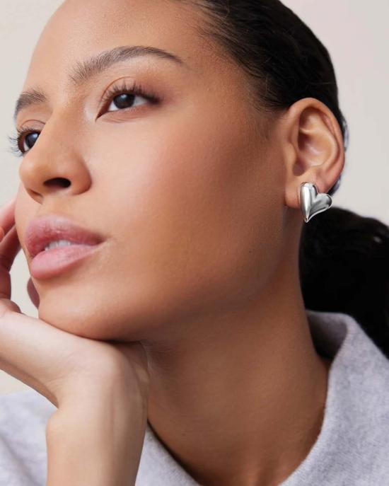  제니 버드 이어링 아트 하트 대칭 버튼 귀걸이 실버 - JENNY BIRD