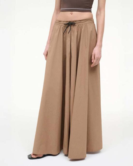  스타우드 롱 스커트 에덴 맥시  데저트 브라운 - STAUD