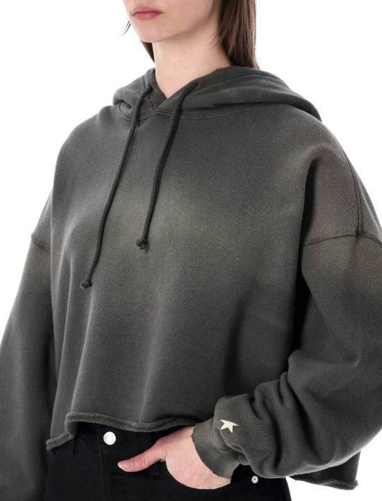  골든구스 스웨터 골든 구스 스타 크롭 후드티 차콜 색상 - GOLDEN GOOSE