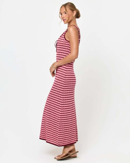  엘스페이스 롱 원피스 LSpace 로잘리 맥시 드레스 스트로베리 스트라이프 - L SPACE