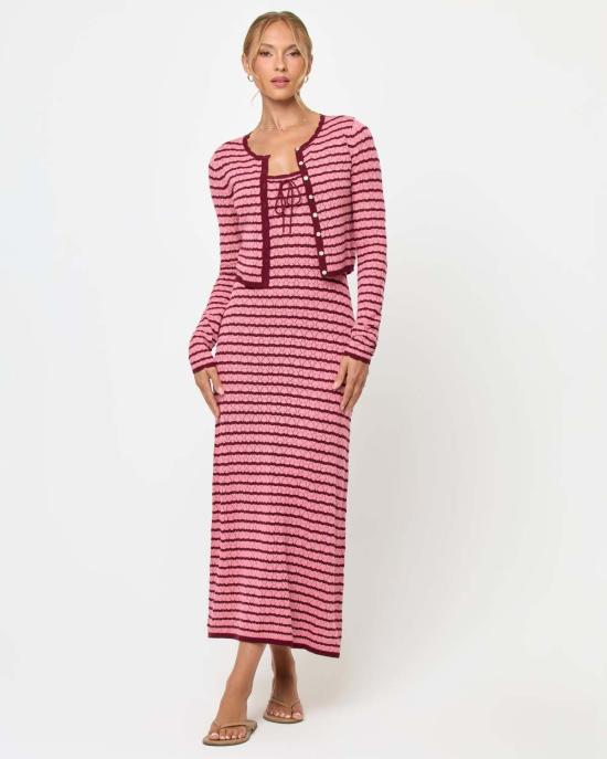  엘스페이스 롱 원피스 LSpace 로잘리 맥시 드레스 스트로베리 스트라이프 - L SPACE