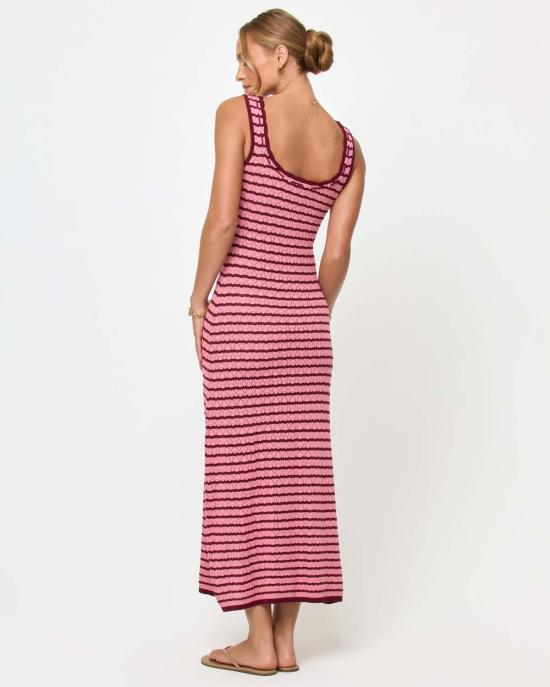  엘스페이스 롱 원피스 LSpace 로잘리 맥시 드레스 스트로베리 스트라이프 - L SPACE