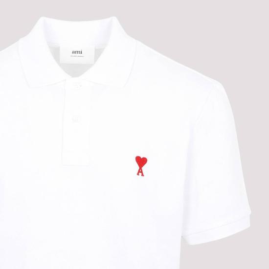  아미 폴로 티셔츠 Ami Alexandre Mattiussi De Coeur 폴로 셔츠 화이트 - AMI