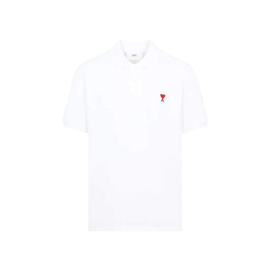  아미 폴로 티셔츠 Ami Alexandre Mattiussi De Coeur 폴로 셔츠 화이트 - AMI