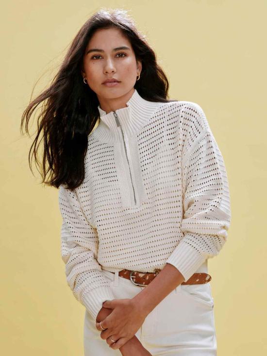  생츄어리 스웨터 오픈 니트 1/2 지퍼