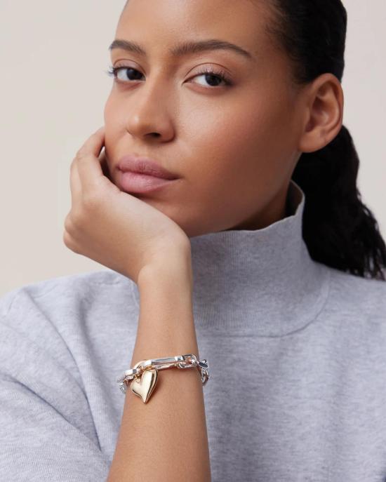  제니 버드 팔찌 투톤 자물쇠 하트 체인 - JENNY BIRD