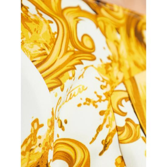 26SS 베르사체 미디 원피스 80HAO918 NS756 G03 WHITE YELLOW - VERSACE