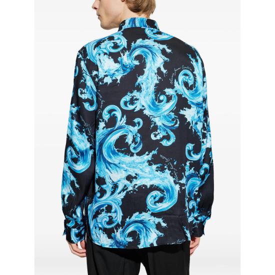 26SS 베르사체 긴팔 셔츠 80GAL2R0 NS757 R76 BLACK BLUE - VERSACE