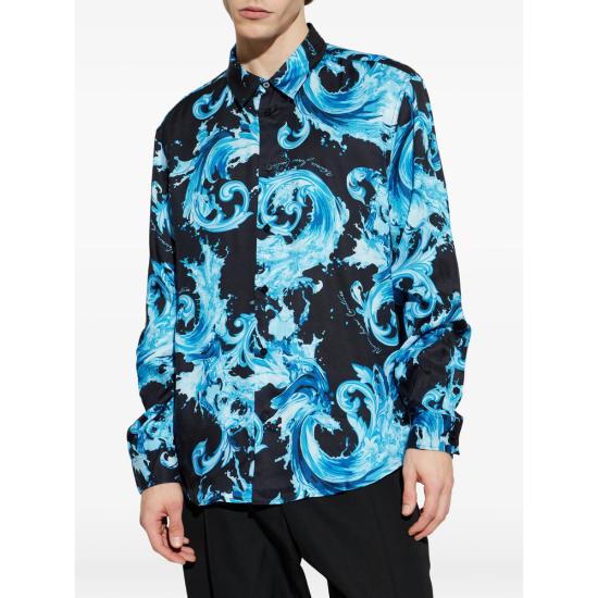 26SS 베르사체 긴팔 셔츠 80GAL2R0 NS757 R76 BLACK BLUE - VERSACE