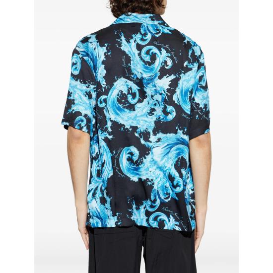 26SS 베르사체 반팔 셔츠 80GAL2B0 NS757 R76 BLUE BLACK - VERSACE