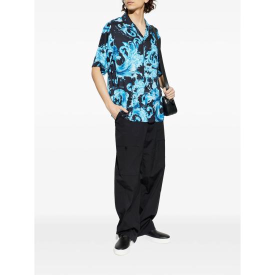 26SS 베르사체 반팔 셔츠 80GAL2B0 NS757 R76 BLUE BLACK - VERSACE